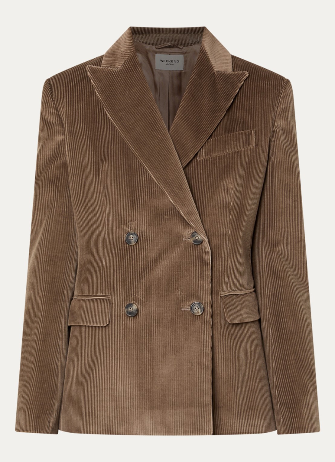 Max Mara Katanga double-breasted blazer van corduroy - voorkant 3 lichtbruin