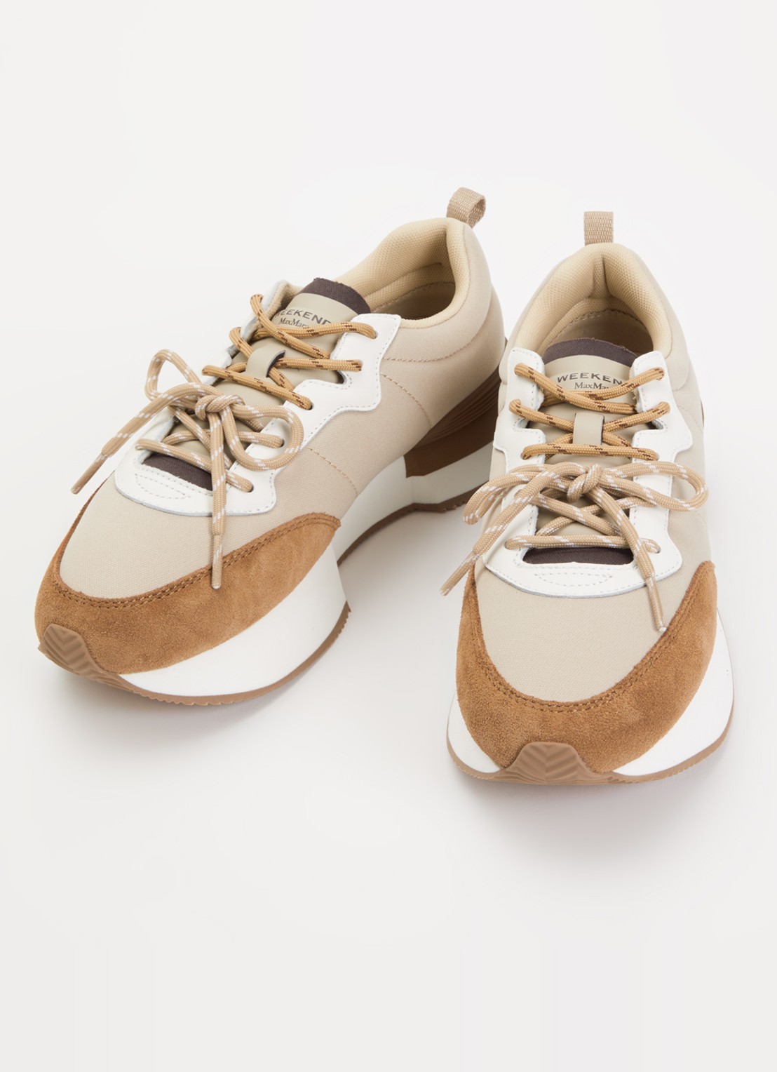 Max Mara Kazambra sneaker met leren details en logo - detail 3 beige