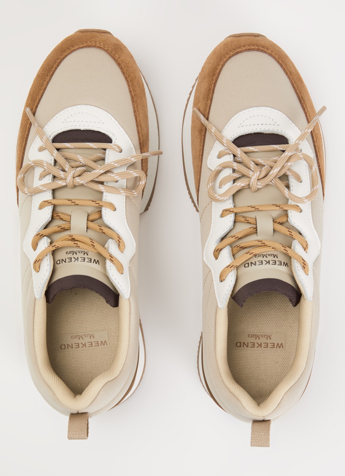 Max Mara Kazambra sneaker met leren details en logo - detail 4 beige