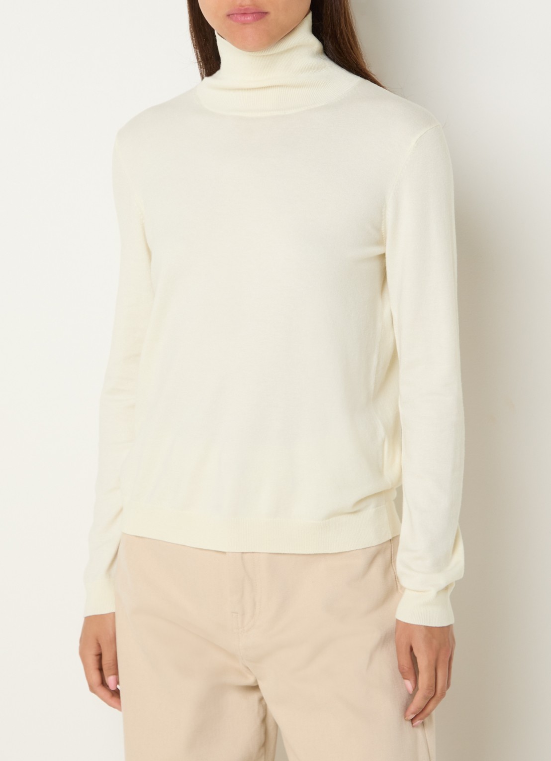 Max Mara Kiku fijngebreide trui in zijdeblend met col - detail gebroken wit