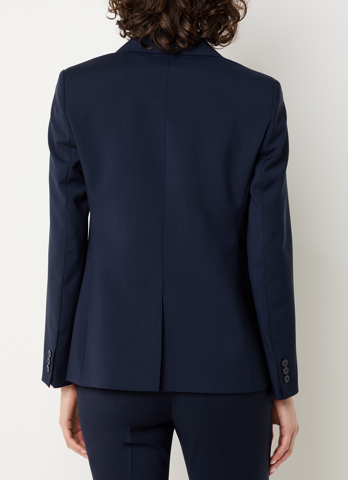 Max Mara Lamine blazer van scheerwol met schoudervulling en klepzakken - achterkant 4 donkerblauw