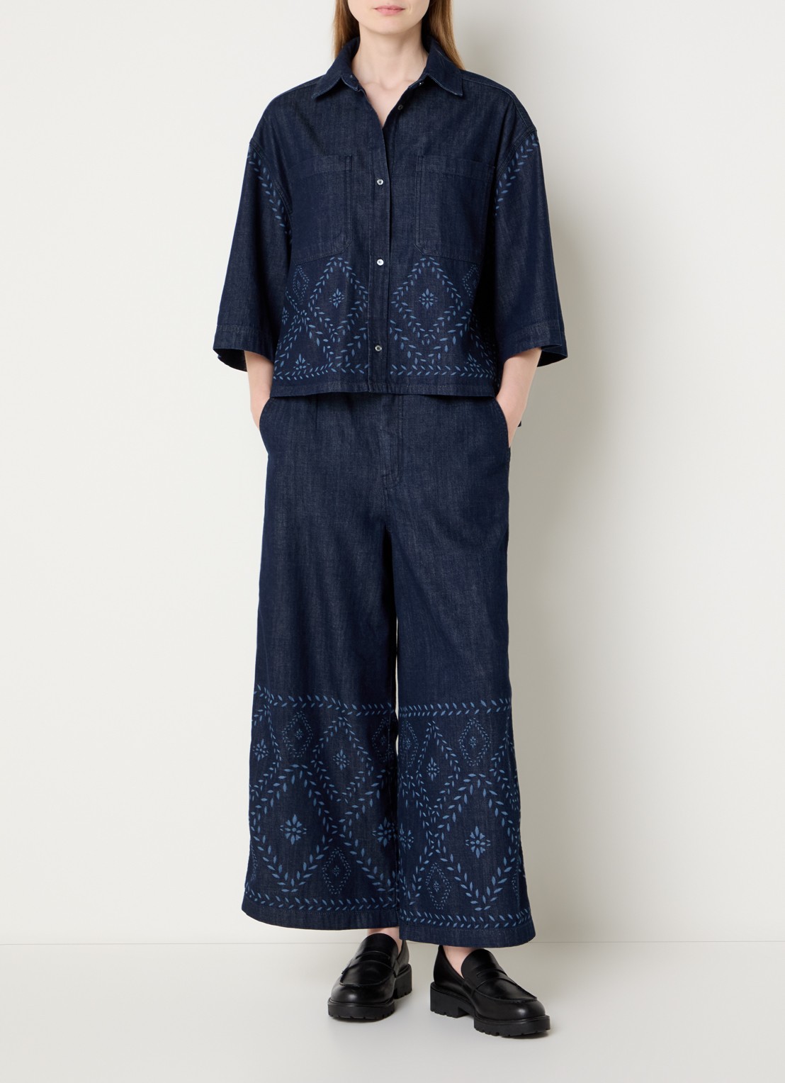 Max Mara Lampada high waist wide leg jeans met donkere wassing - voorkant 4 indigo
