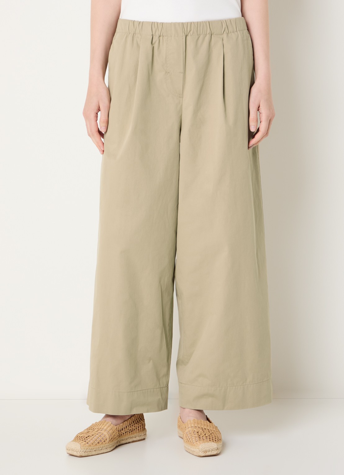 Max Mara Libero high waist wide fit broek met steekzakken - detail 2 beige