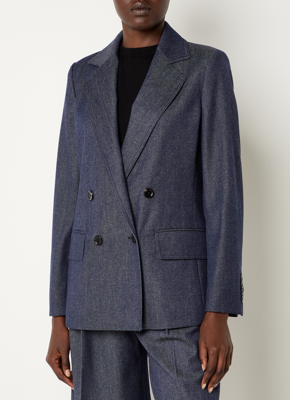 Max Mara Locarno double-breasted blazer van scheerwol met klepzakken - detail 3 donkerblauw