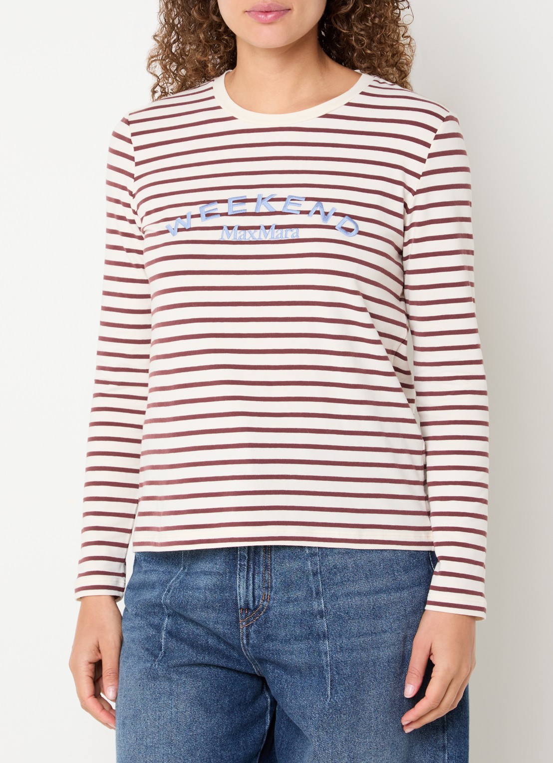 Max Mara Longsleeve met logoprint - detail 2 bordeauxrood