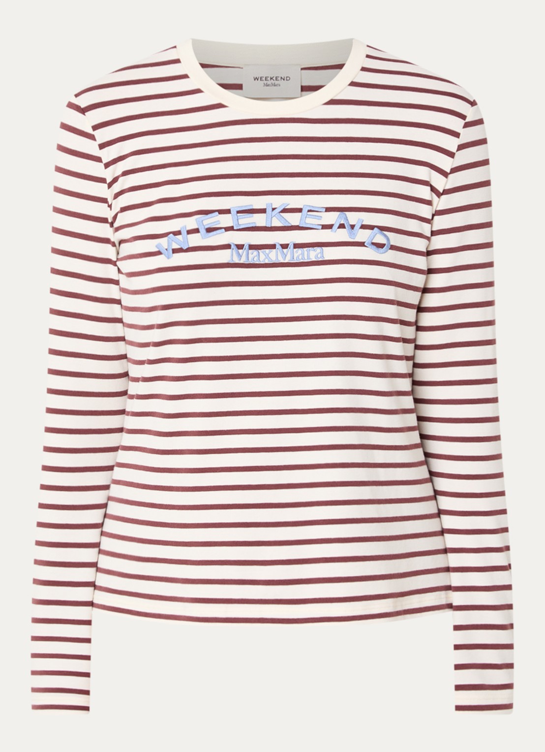 Max Mara Longsleeve met logoprint - voorkant 3 bordeauxrood