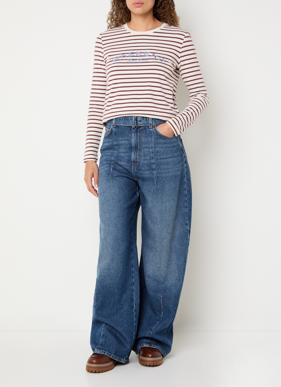 Max Mara Longsleeve met logoprint - voorkant 4 bordeauxrood
