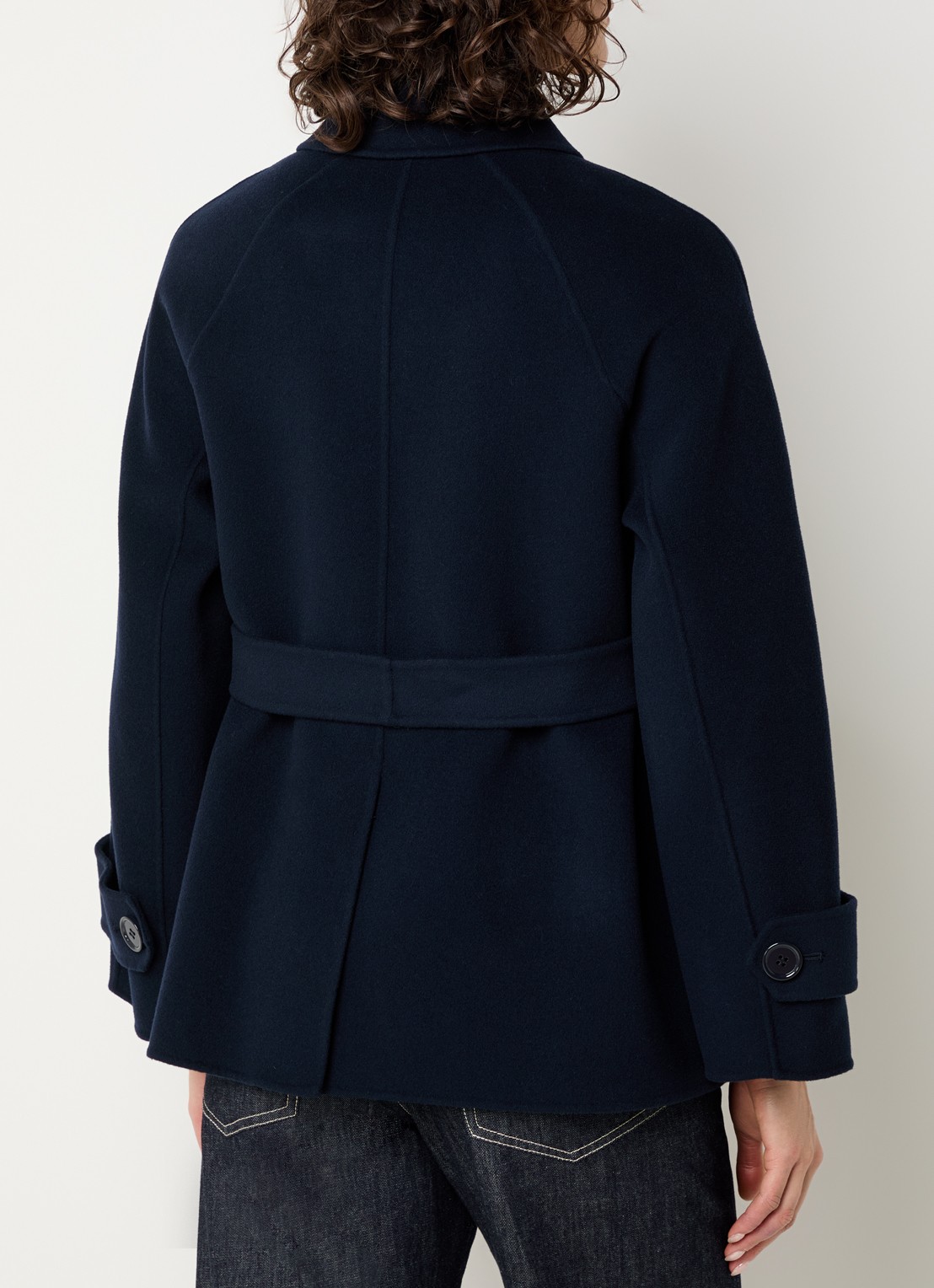 Max Mara Louise double-breasted mantel van scheerwol - achterkant 2 donkerblauw