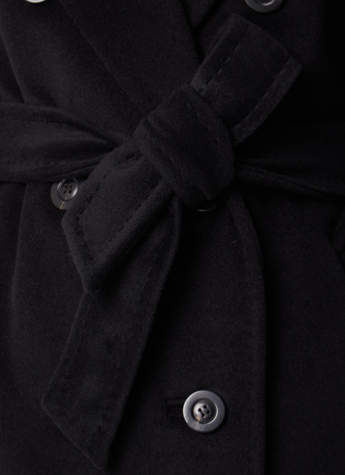 Max Mara Madame mantel in kasjmierblend met strikceintuur - detail 3 zwart