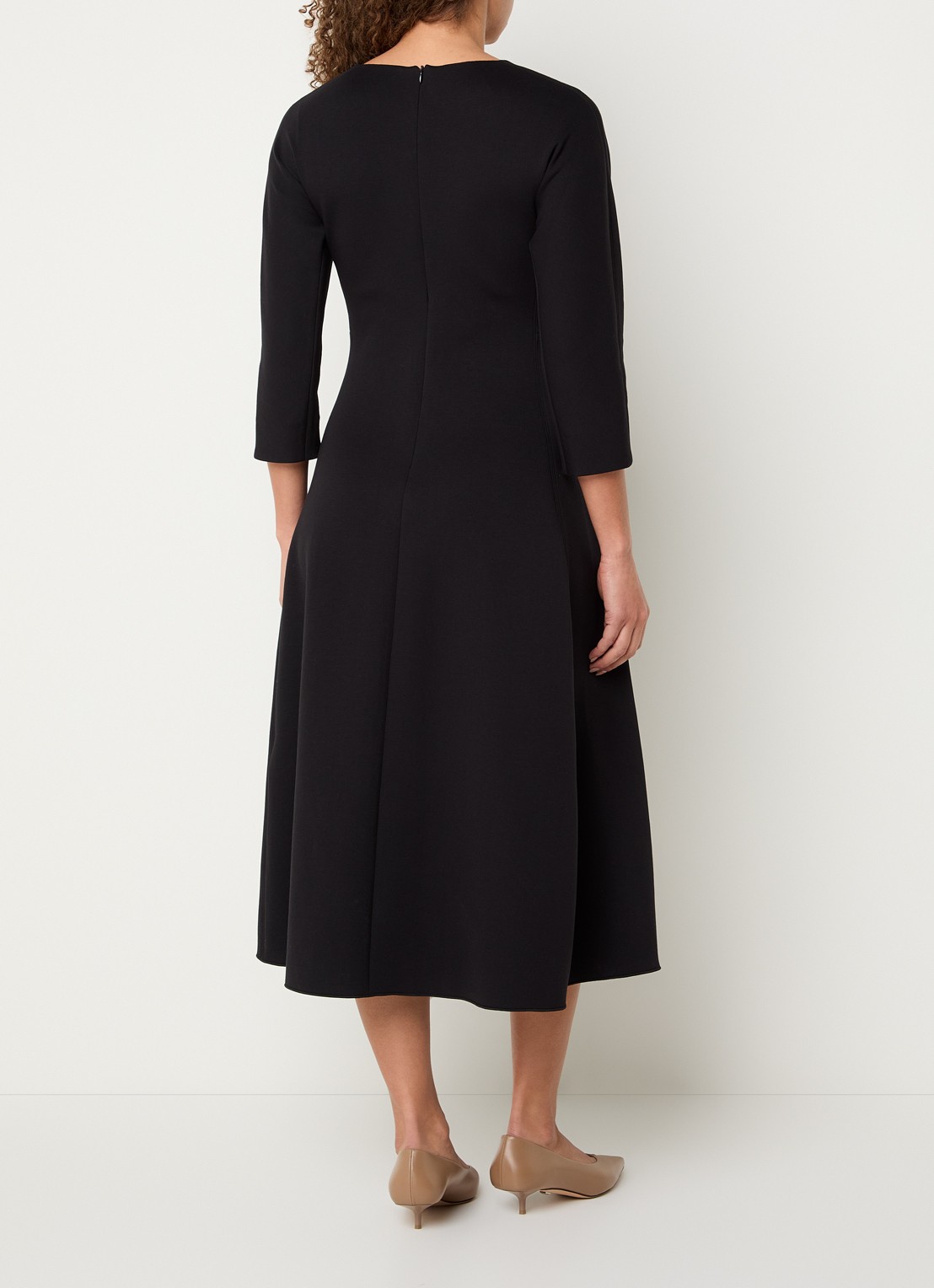 Max Mara Madesso Midi A-lijn jurk met V-hals - achterkant 2 zwart
