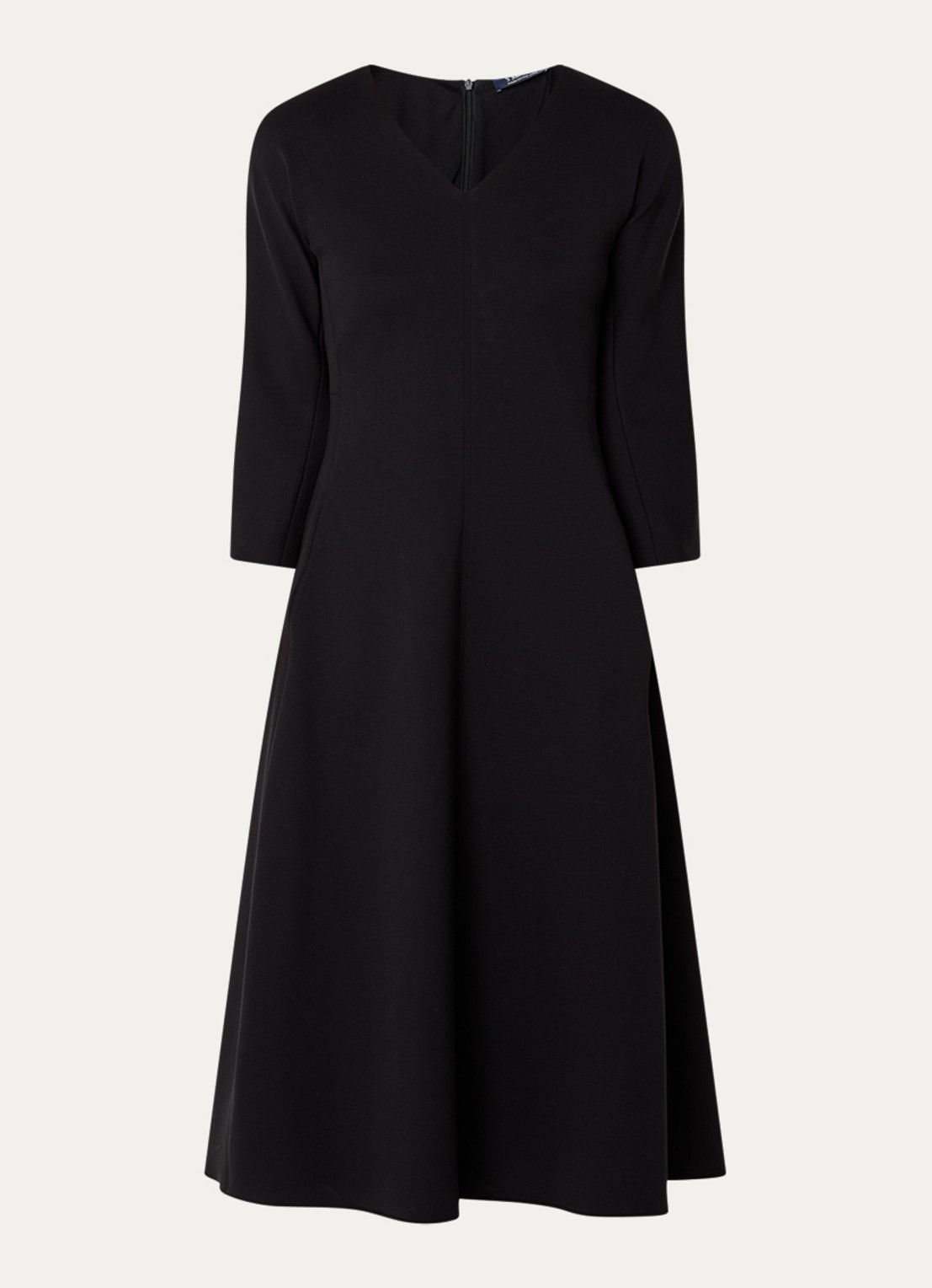 Max Mara Madesso Midi A-lijn jurk met V-hals - voorkant 3 zwart