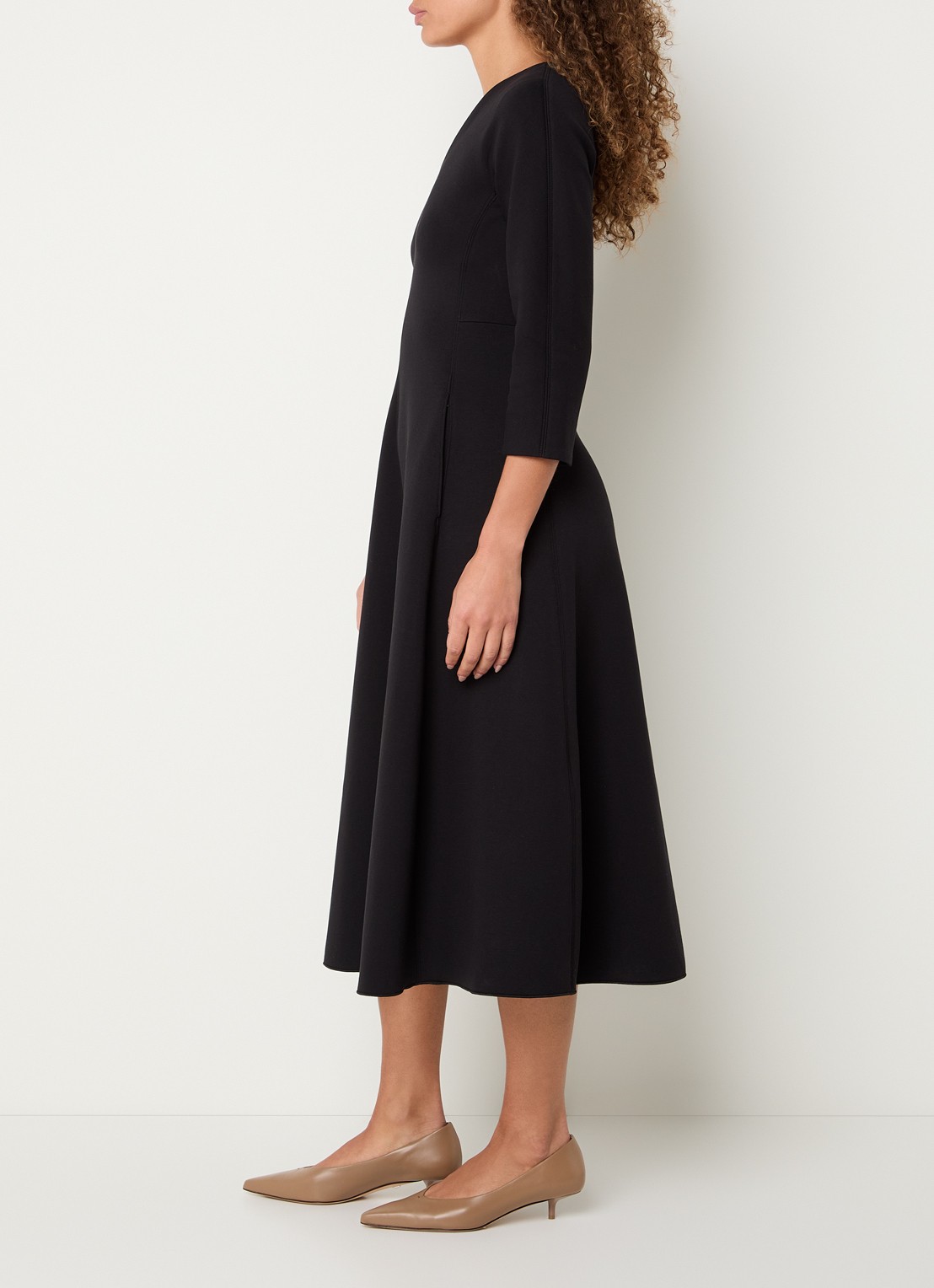 Max Mara Madesso Midi A-lijn jurk met V-hals - voorkant 4 zwart