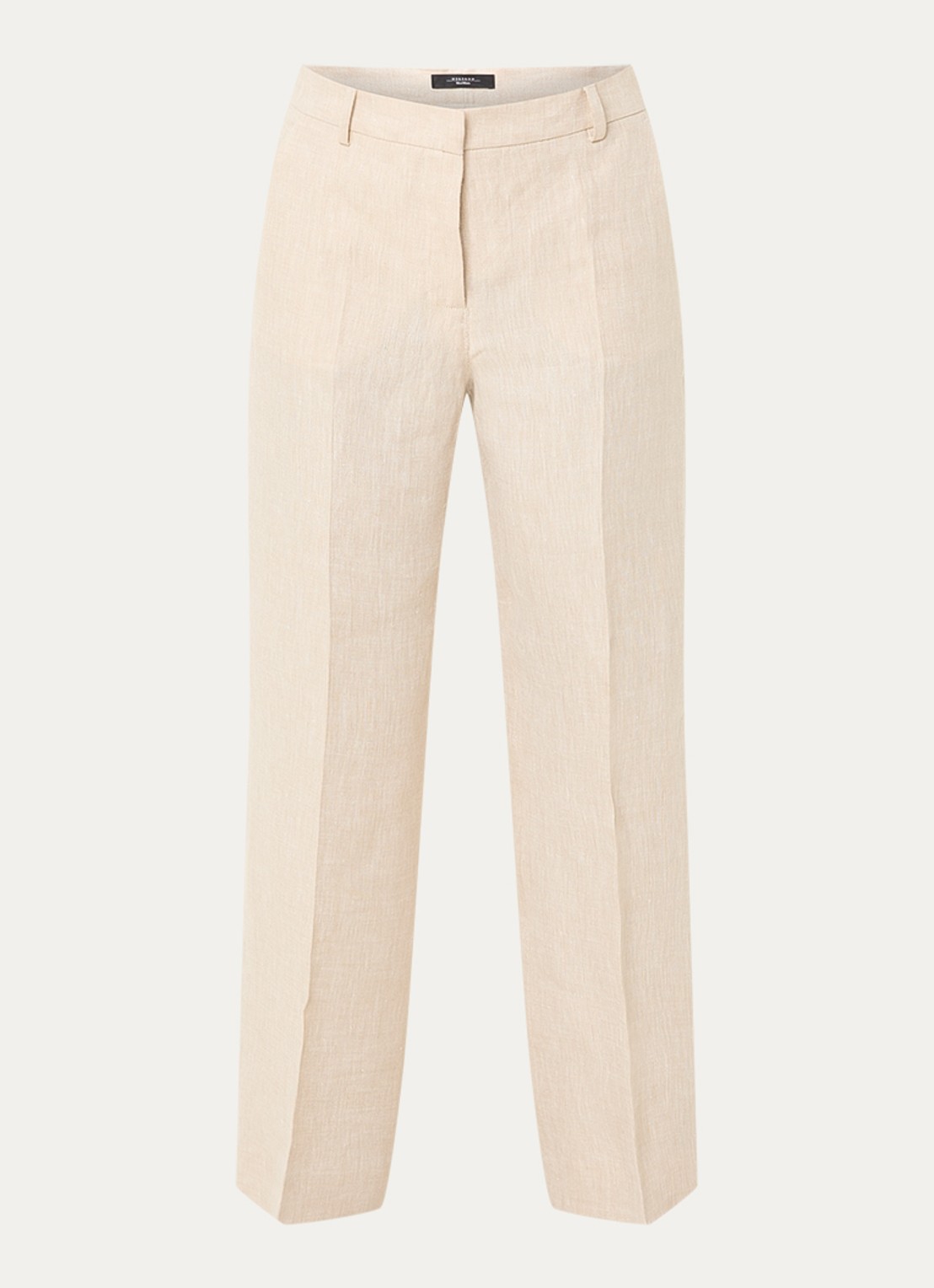 Max Mara Malizia high waist wide fit pantalon van linnen - voorkant 2 gebroken wit