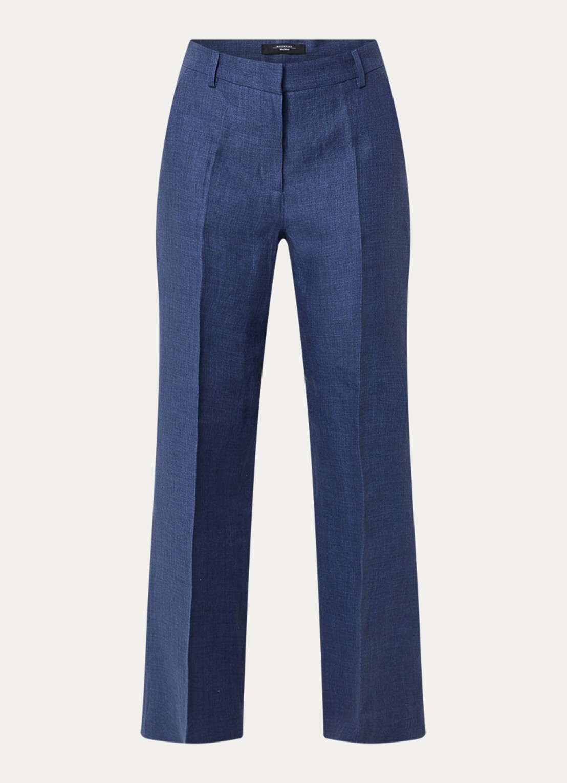 Max Mara Malizia high waist wide fit pantalon van linnen - voorkant 2 donkerblauw