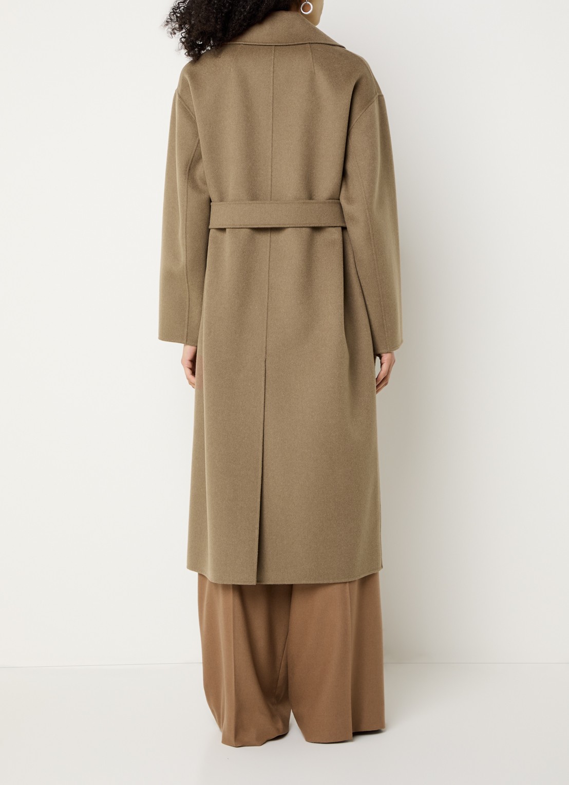 Max Mara Mantel van wol met ceintuur - achterkant 4 bruin