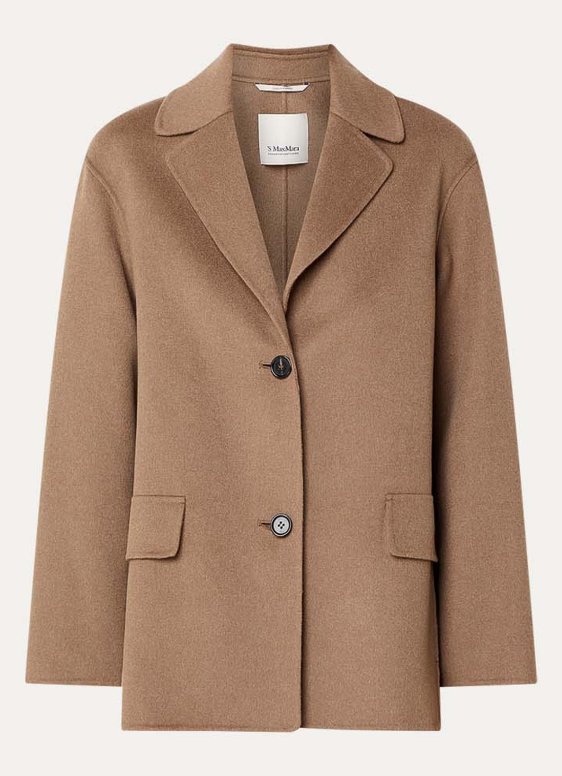 Max Mara Mantel van wol met steekzakken - voorkant 3 bruin