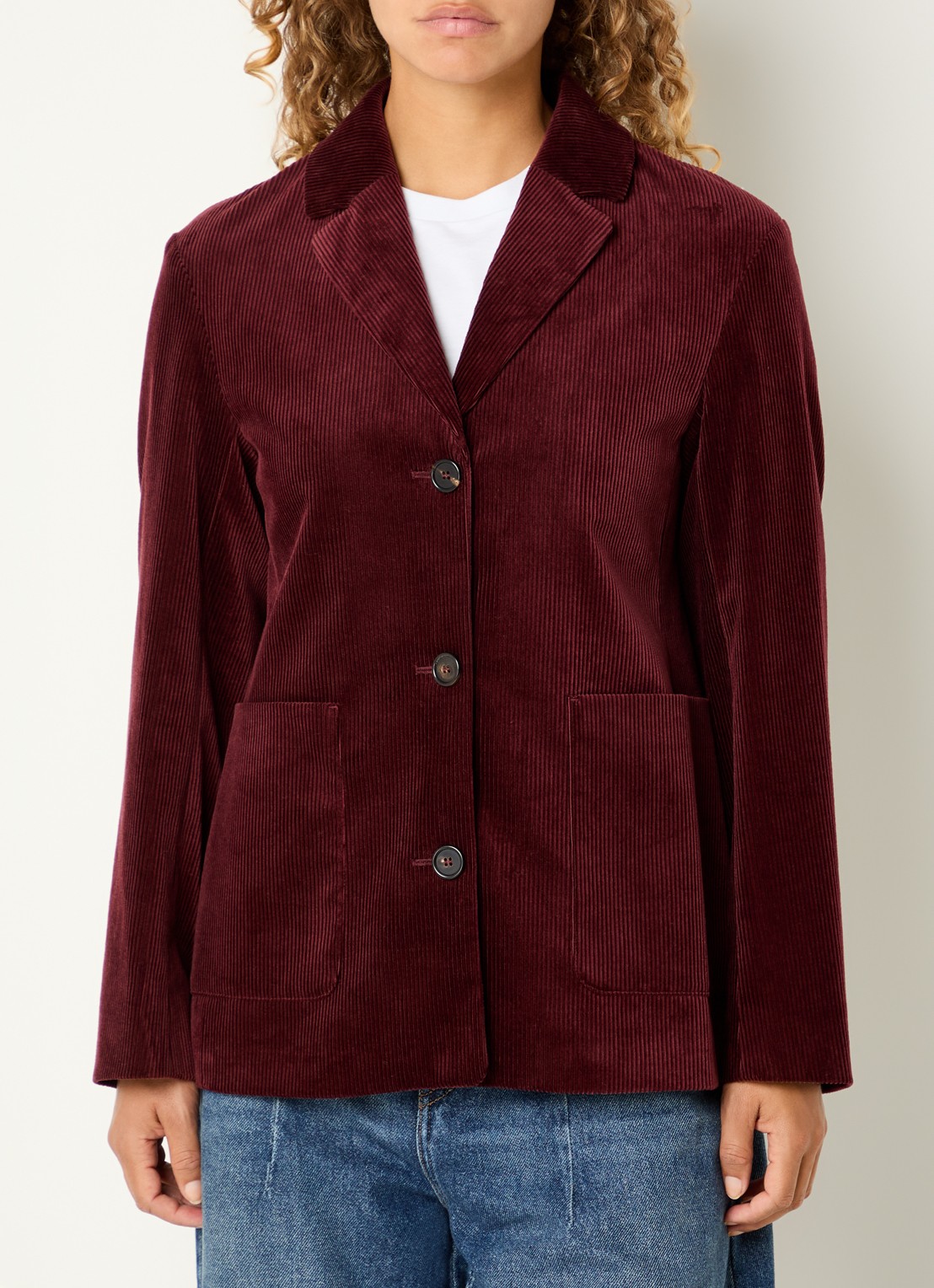 Max Mara Maranta blazer van corduroy met opgestikte zakken - detail 2 bordeauxrood