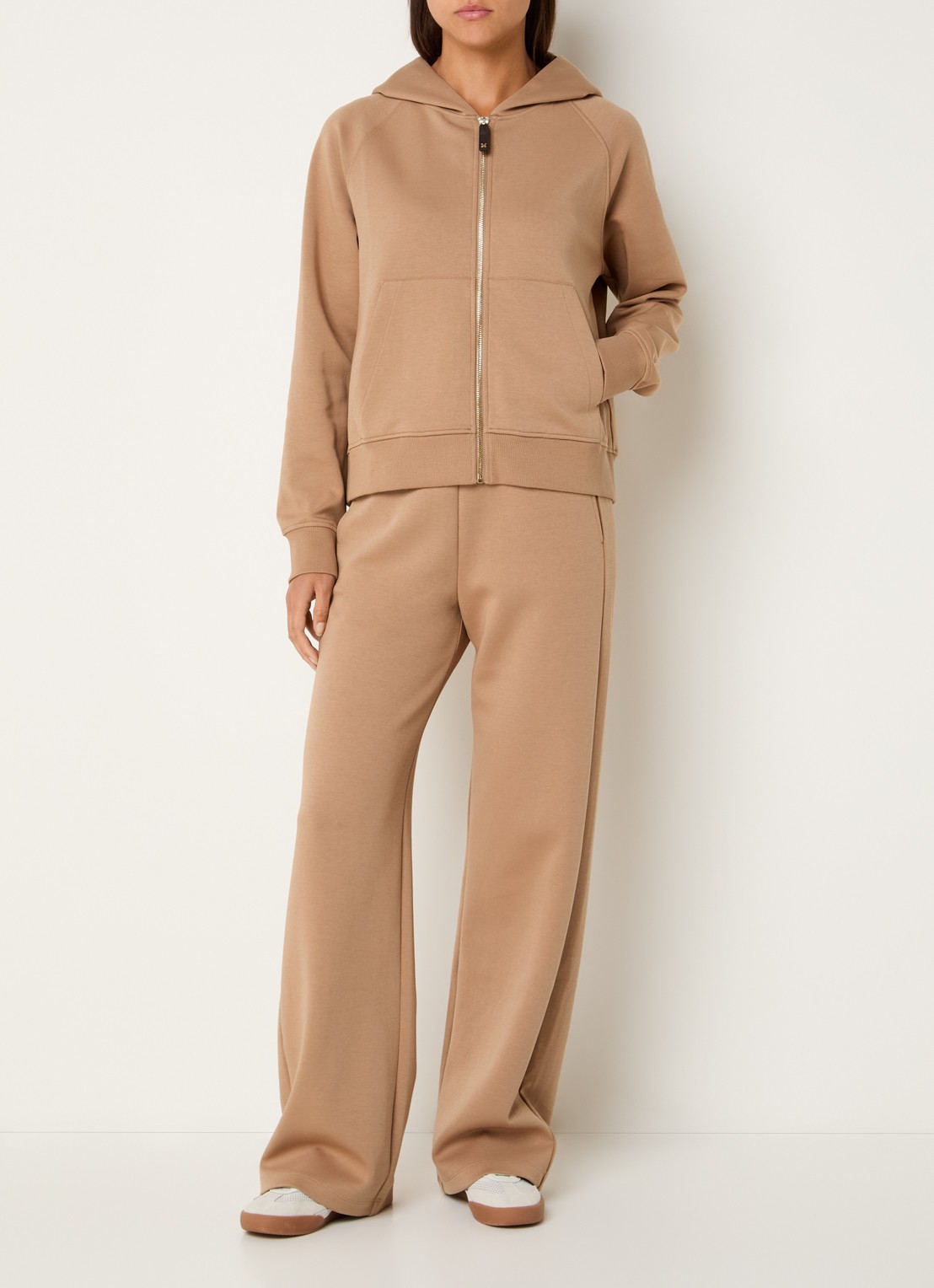 Max Mara Marea sweatvest van jersey met capuchon - voorkant 5 camel