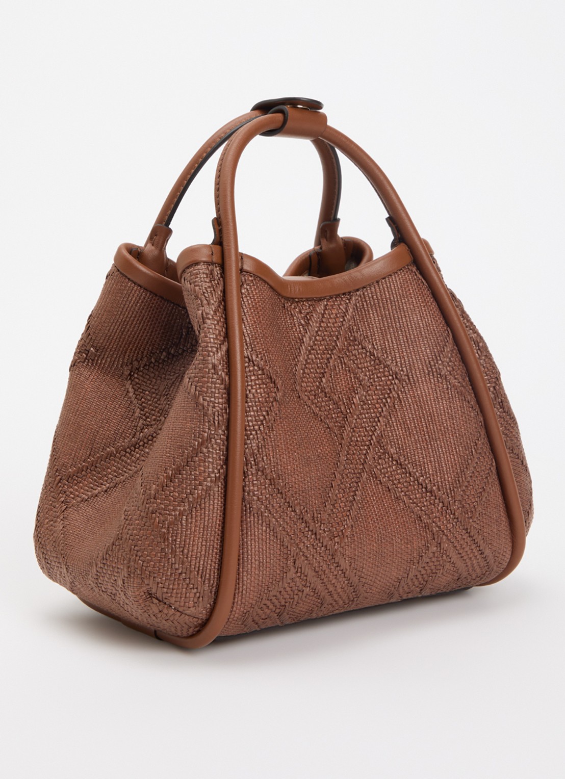 Max Mara Marine Extra Small handtas met details van leer en afneembare schouderriem - achterkant chocoladebruin