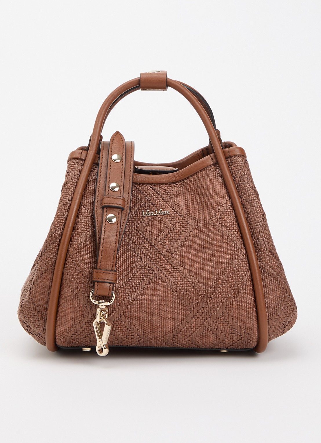 Max Mara Marine Extra Small handtas met details van leer en afneembare schouderriem - voorkant 2 chocoladebruin