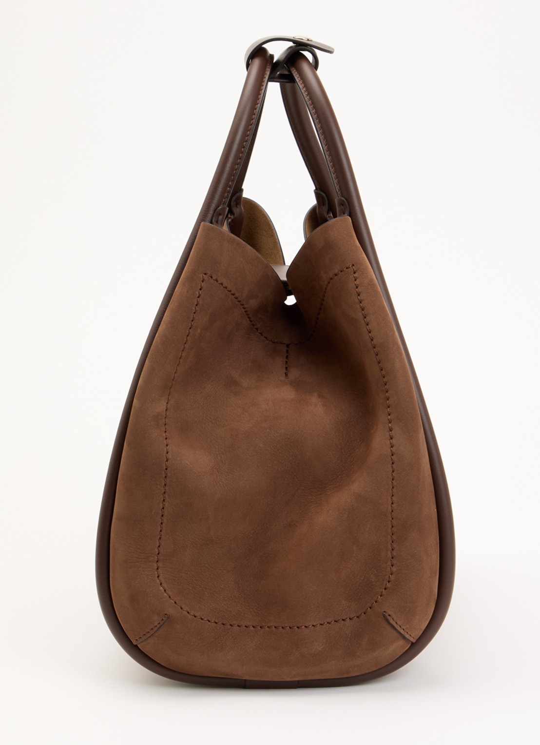 Max Mara Marine handtas van suède met details van kalfsleer  - detail 3 bruin