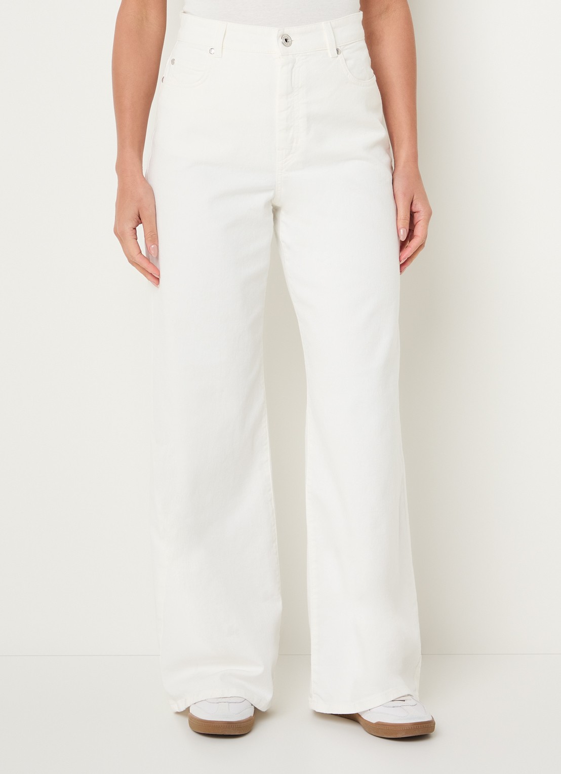 Max Mara Medina high waist straight leg jeans met gekleurde wassing - detail gebroken wit