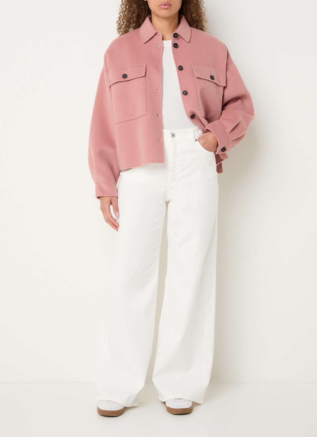 Max Mara Medina high waist straight leg jeans met gekleurde wassing - voorkant 4 gebroken wit