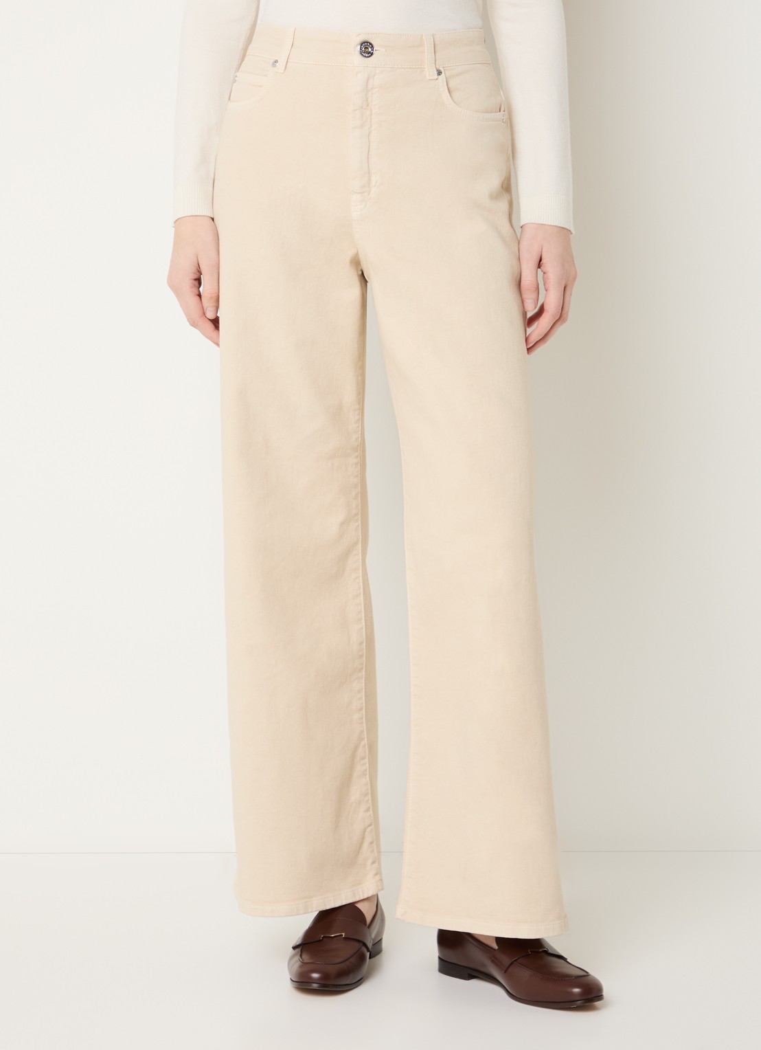 Max Mara Medina high waist straight leg jeans met gekleurde wassing - detail 3 zand