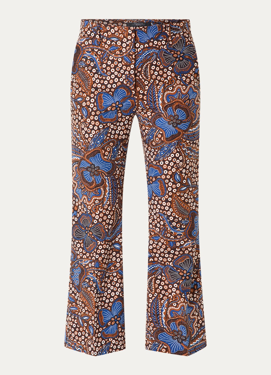 Max Mara Mid waist straight fit broek met bloemenprint - voorkant 3 cognac