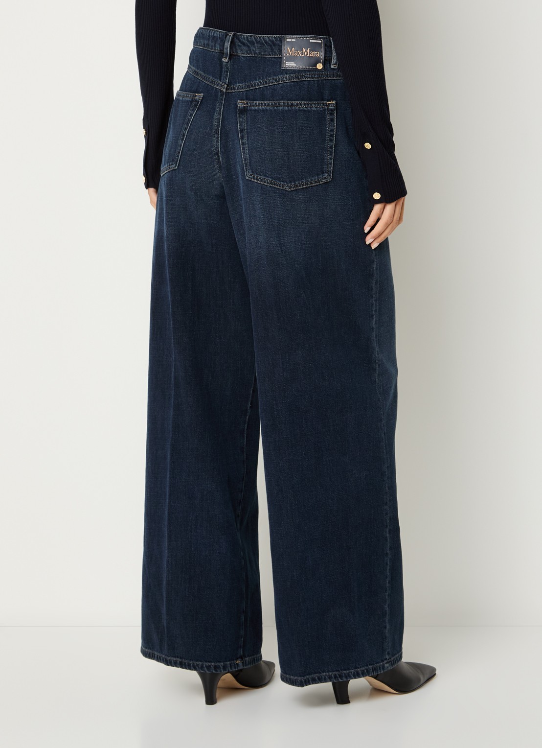 Max Mara Mid waist wide fit jeans met donkere wassing - achterkant 5 indigo