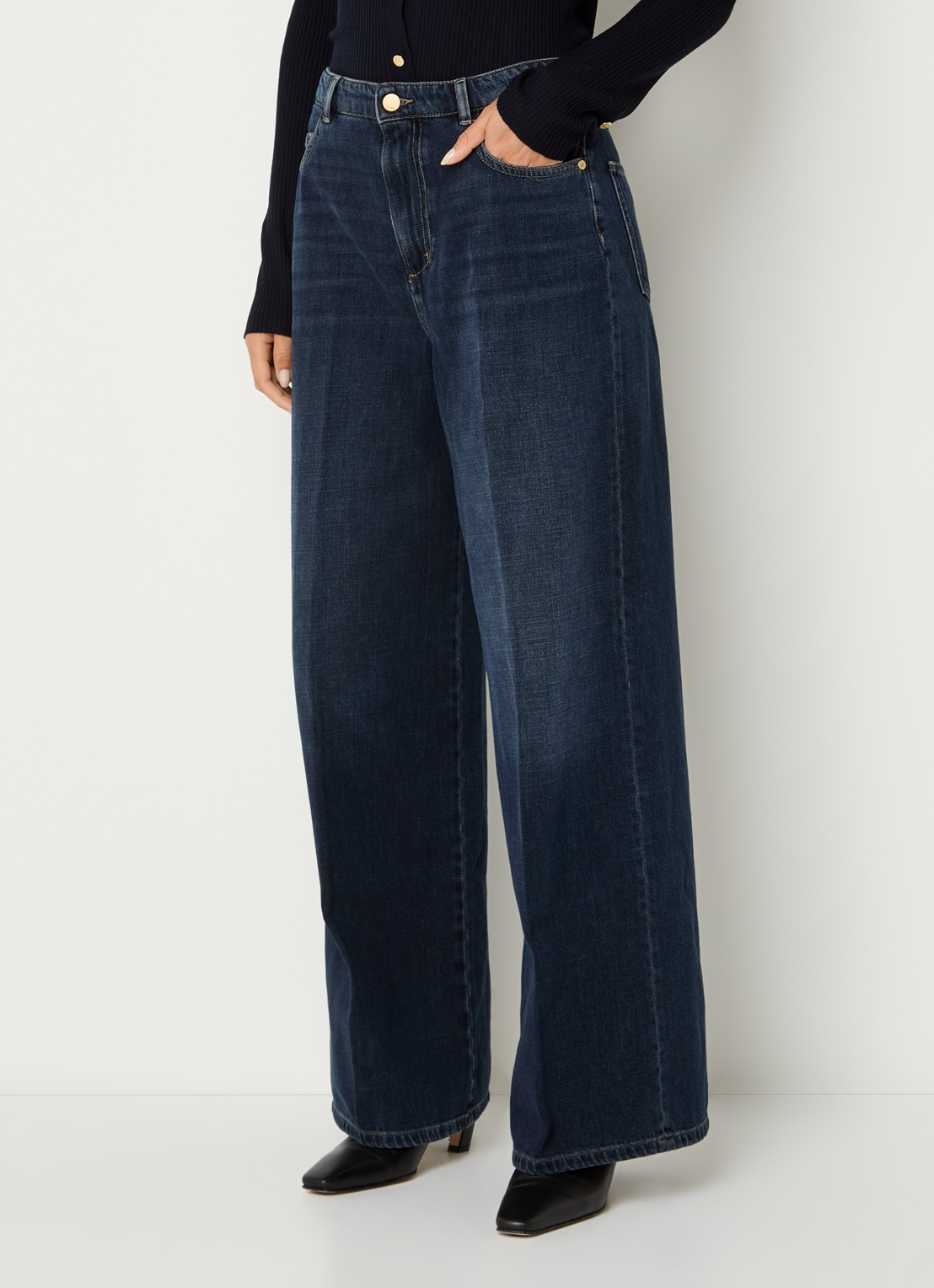 Max Mara Mid waist wide fit jeans met donkere wassing - detail 3 indigo