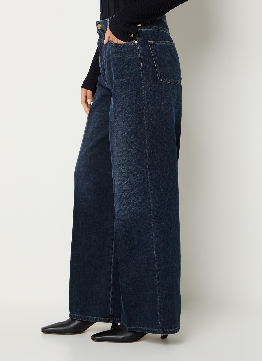 Max Mara Mid waist wide fit jeans met donkere wassing - detail 4 indigo