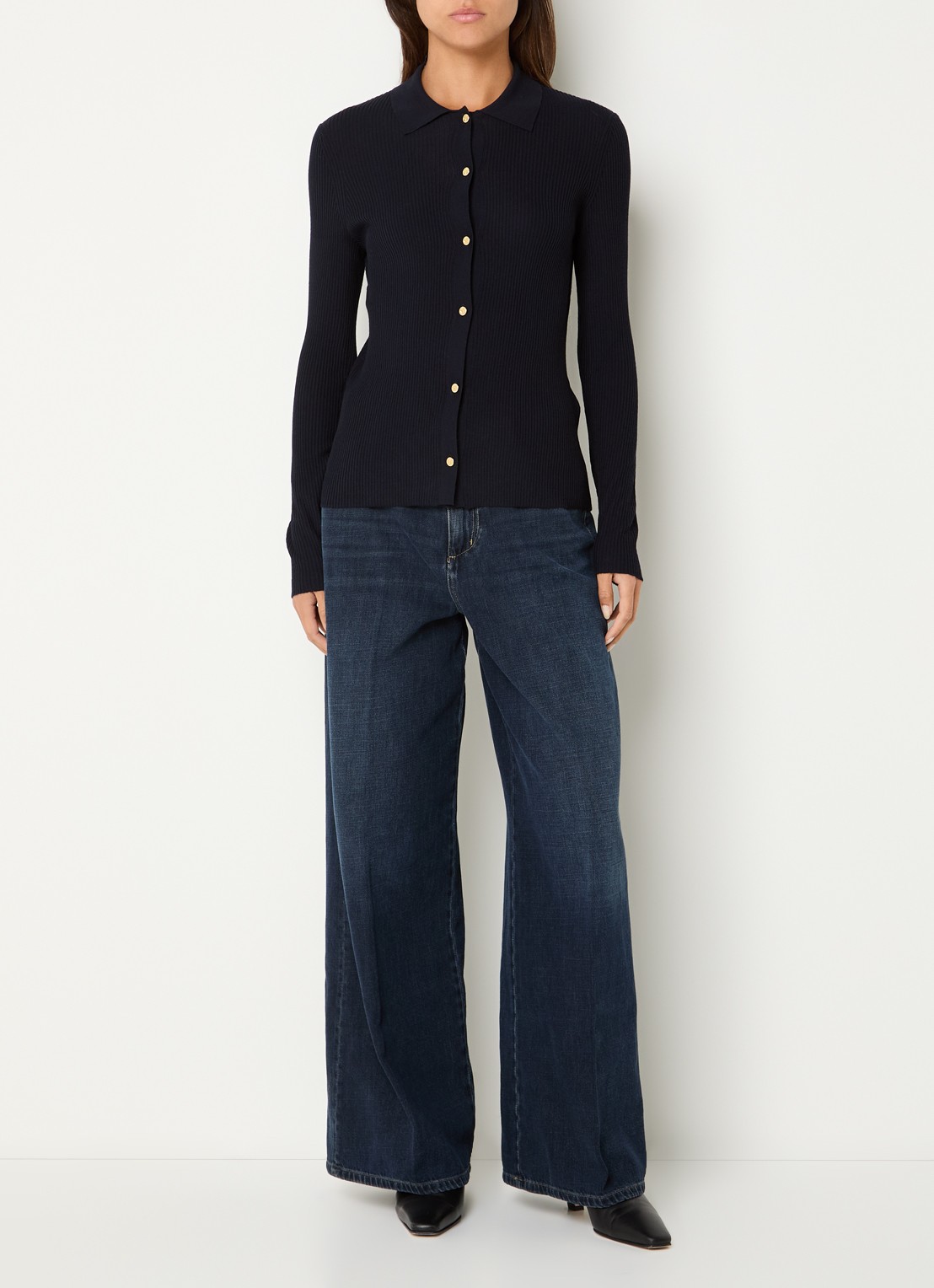 Max Mara Mid waist wide fit jeans met donkere wassing - voorkant 2 indigo