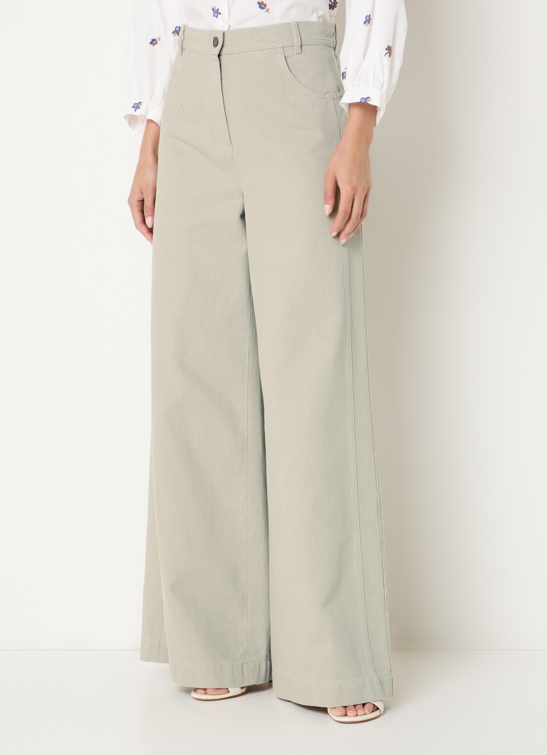 Max Mara Mid waist wide fit jeans met gekleurde wassing - detail 3 beige