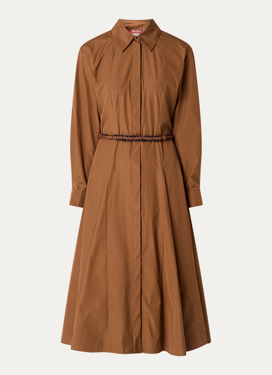 Max Mara Midi blouse jurk met ceintuur - voorkant 2 cognac