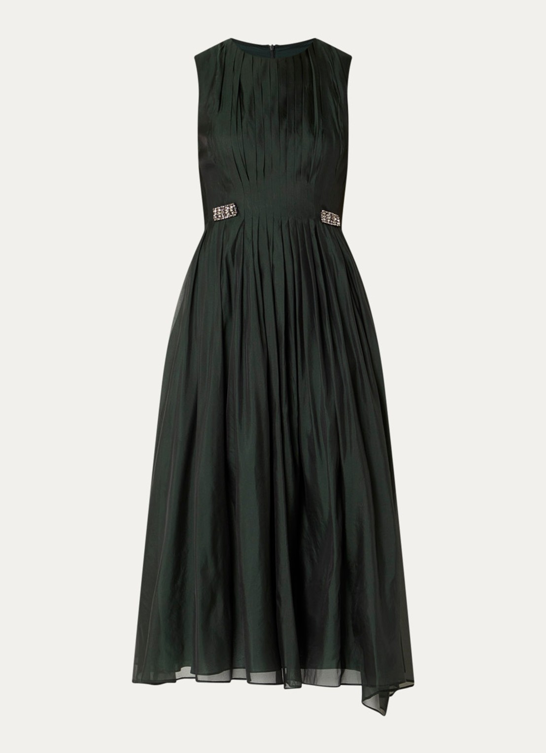 Max Mara Midi jurk in zijdeblend met plooidetail - voorkant 3 groen
