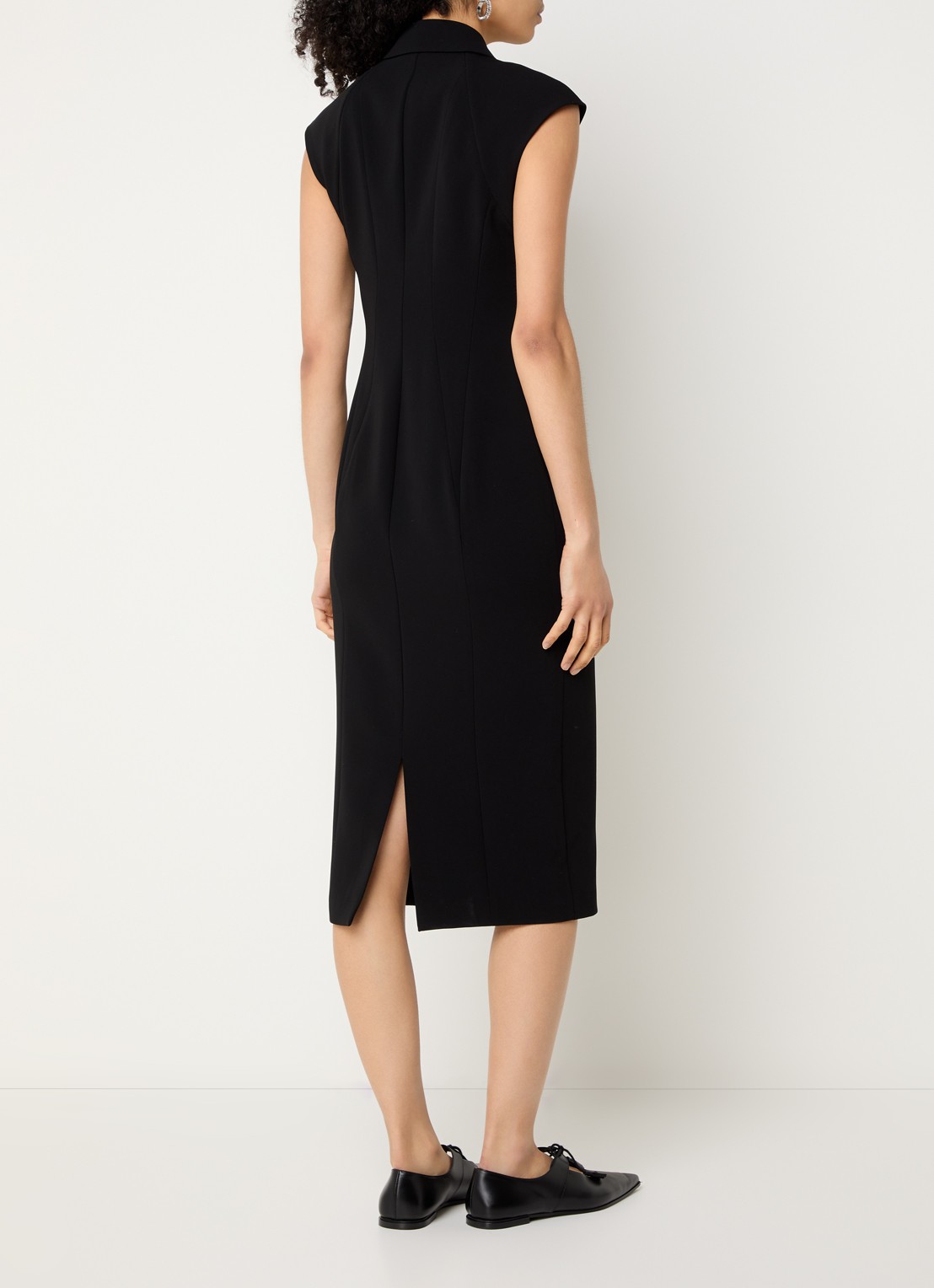 Max Mara Midi jurk met kraag - achterkant zwart