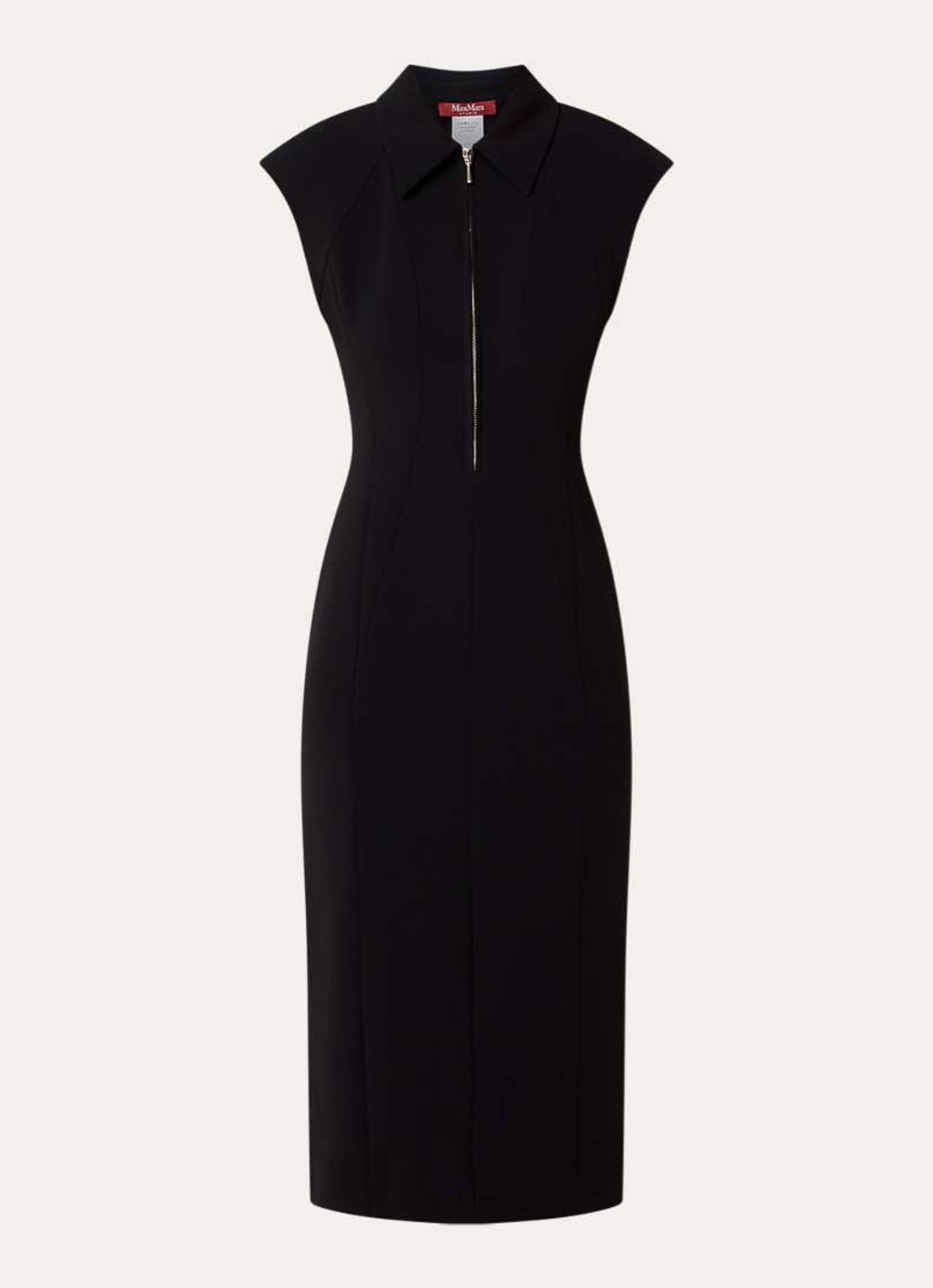 Max Mara Midi jurk met kraag - voorkant 2 zwart