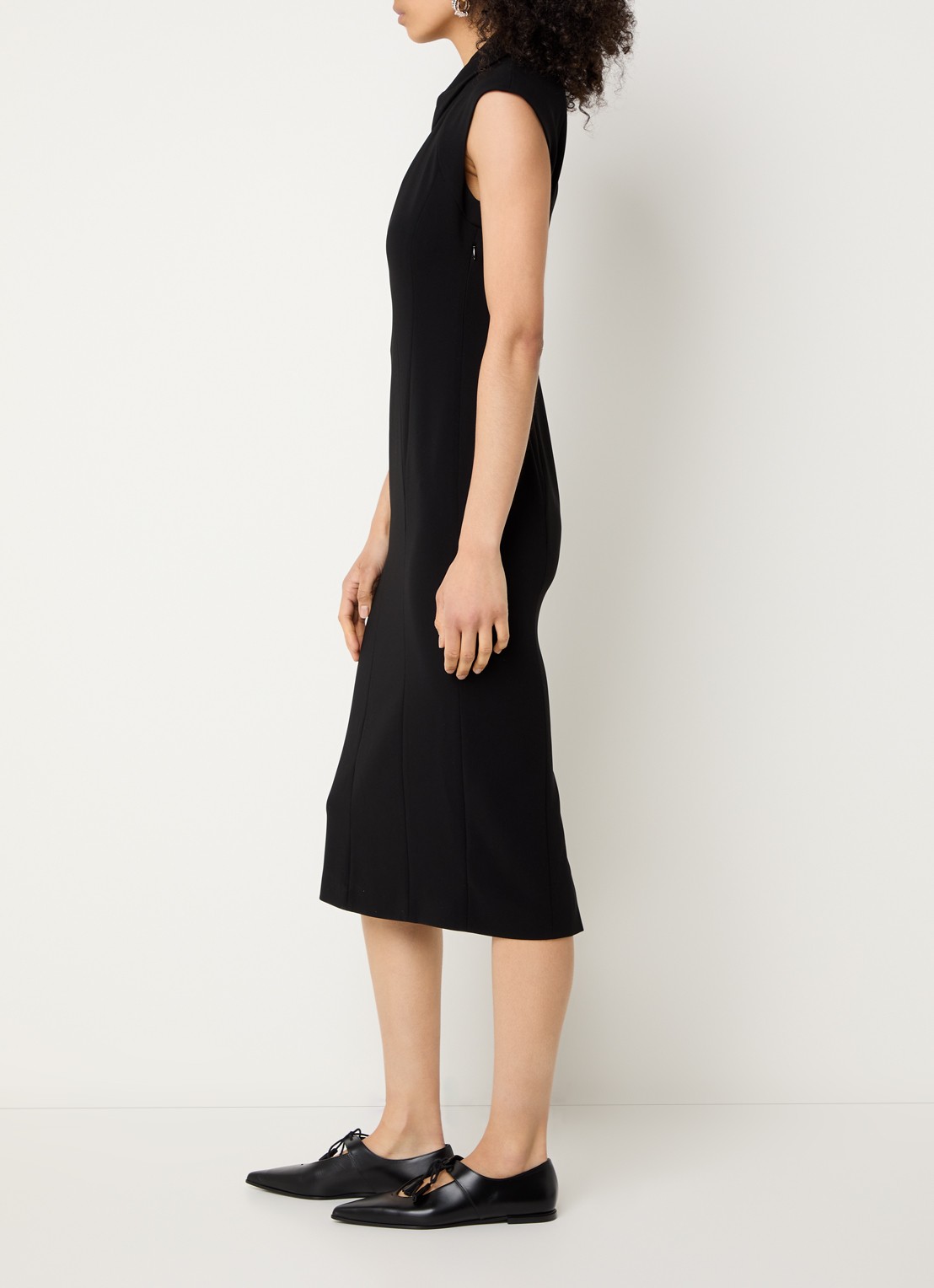 Max Mara Midi jurk met kraag - voorkant 3 zwart