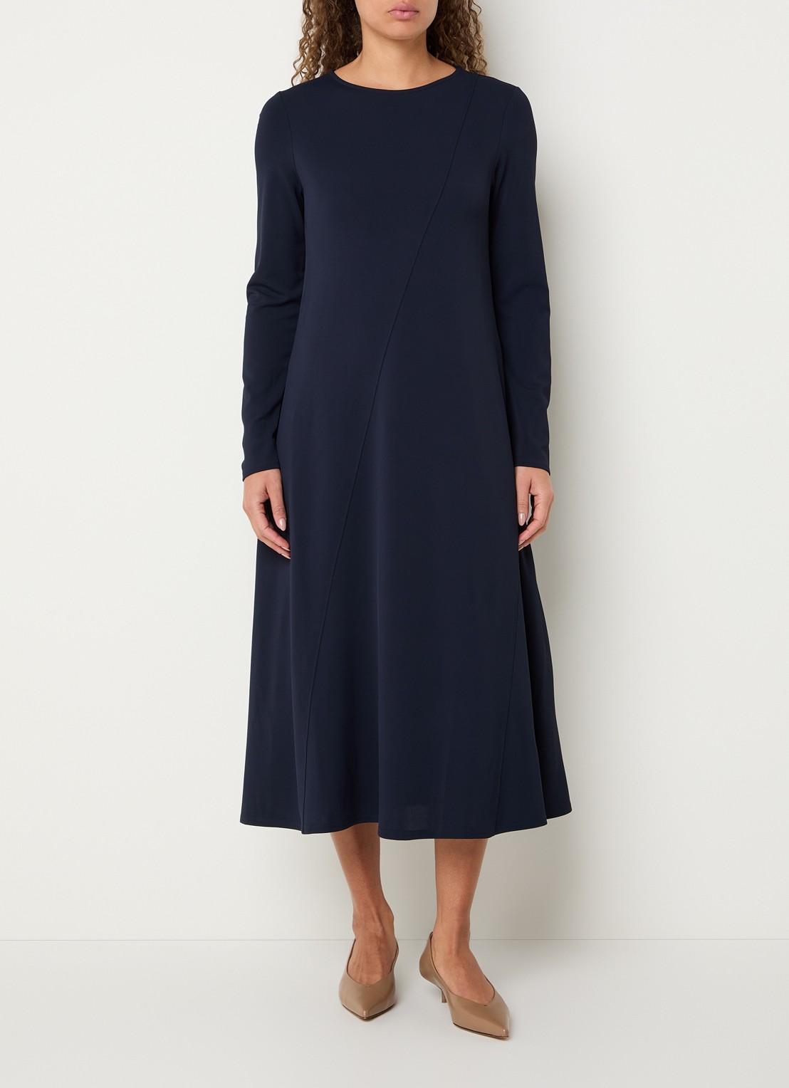 Max Mara Midi jurk met stretch - detail 2 donkerblauw