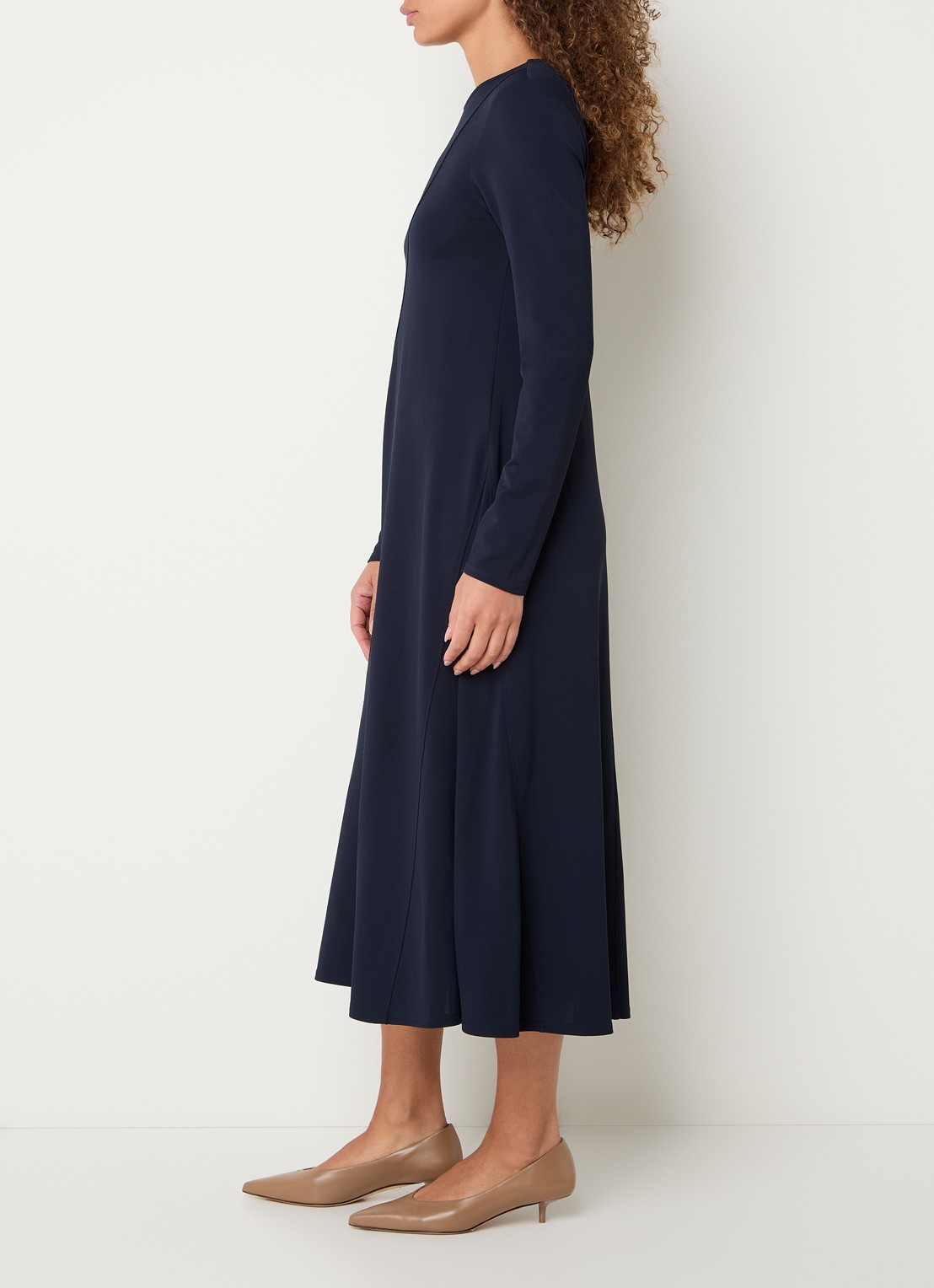 Max Mara Midi jurk met stretch - voorkant 4 donkerblauw