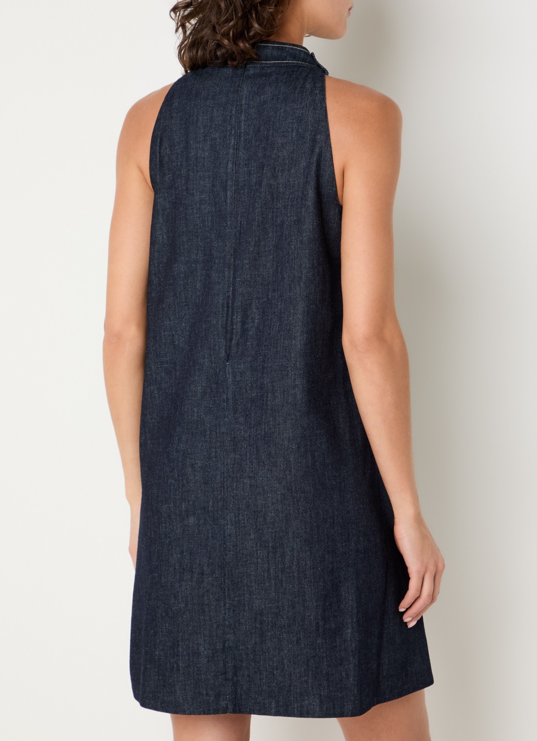 Max Mara Midi jurk van denim met ronde hals - achterkant 3 indigo