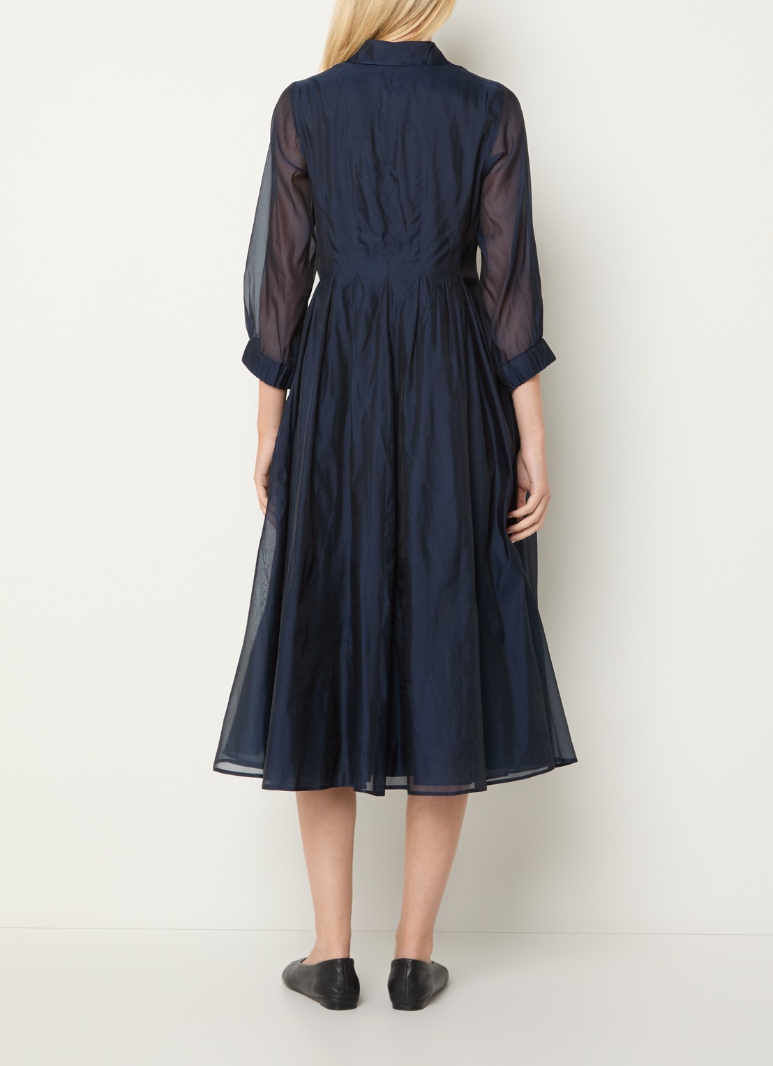 Max Mara Midi jurk van mesh - achterkant 3 donkerblauw
