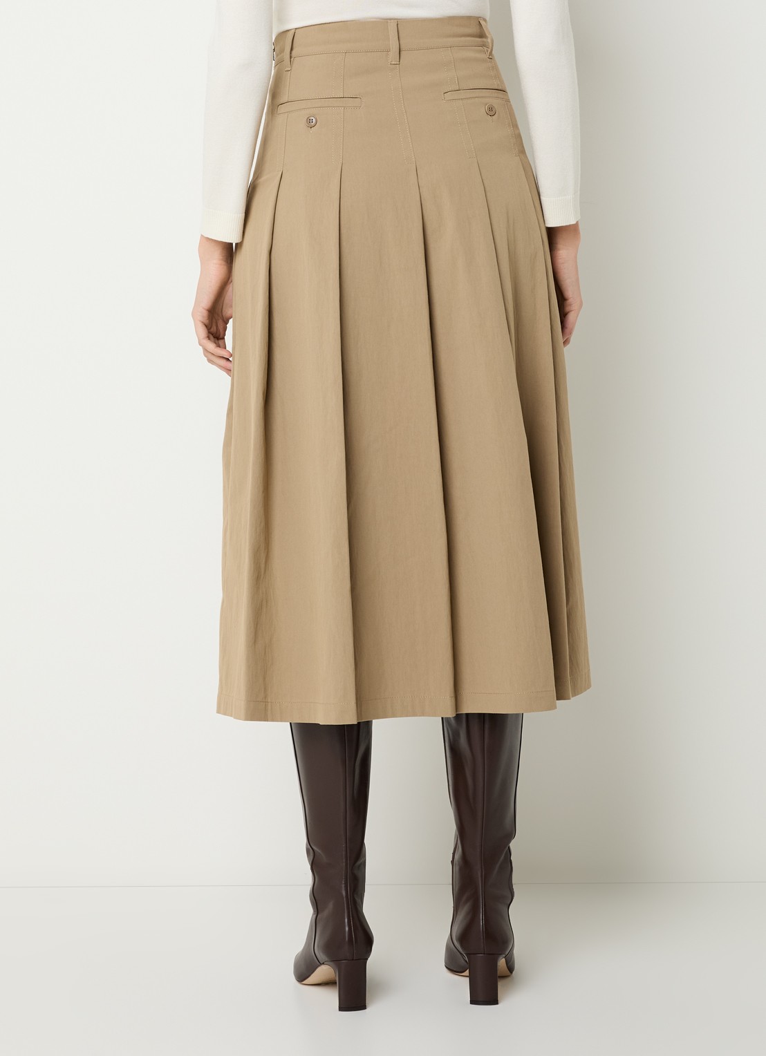 Max Mara Midi rok met plooidetail - achterkant zand