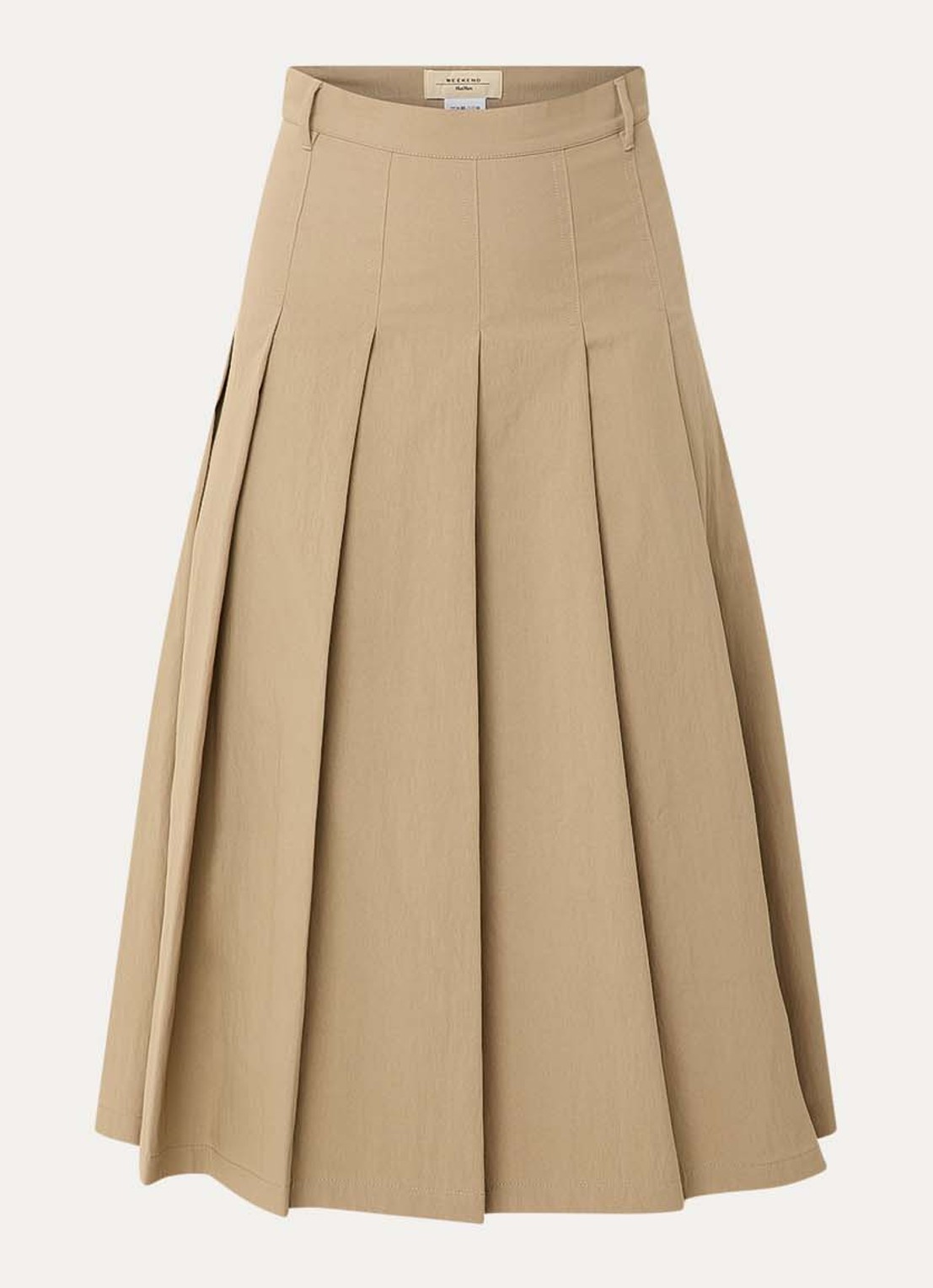 Max Mara Midi rok met plooidetail - voorkant 2 zand