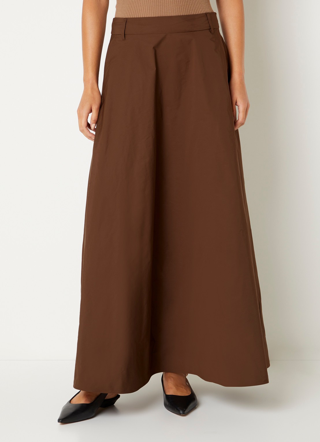 Max Mara Midi rok met steekzakken - detail bruin