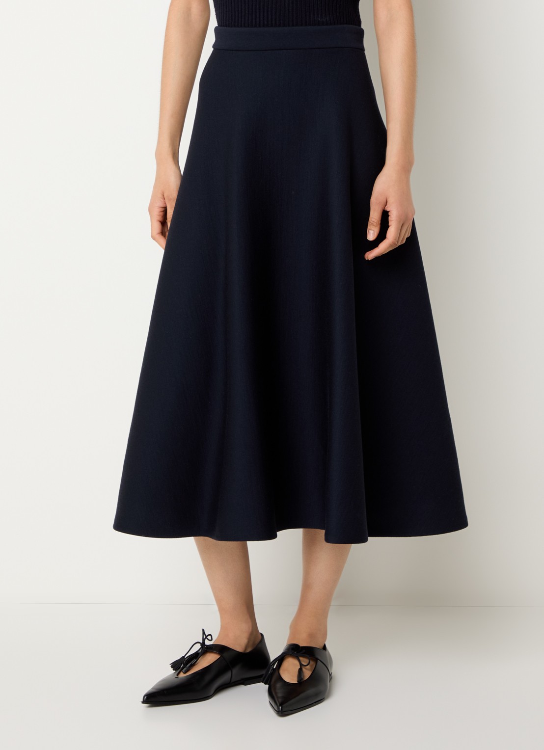 Max Mara Midi rok met stretch - detail 4 donkerblauw