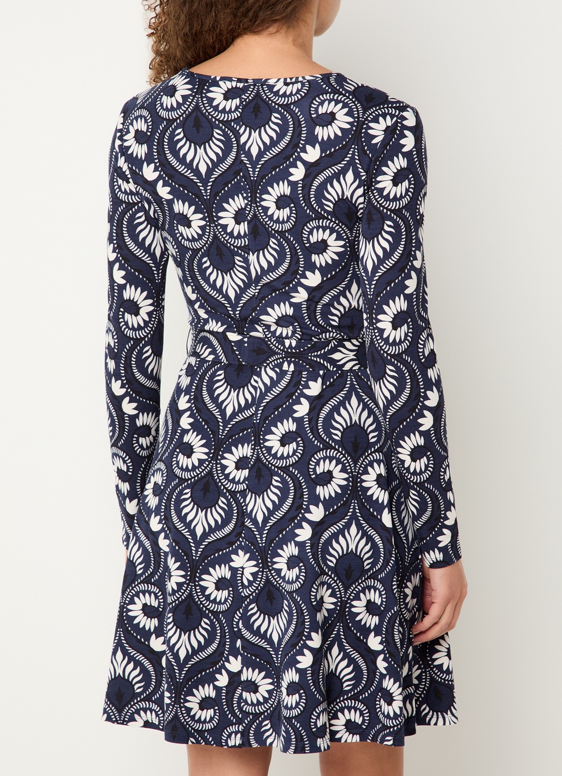Max Mara Mini jurk met print - achterkant donkerblauw
