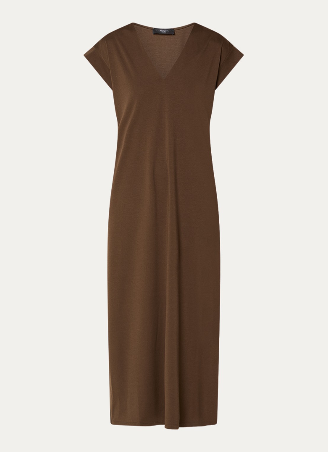 Max Mara Mirto midi jurk met V-hals - voorkant 2 bruin