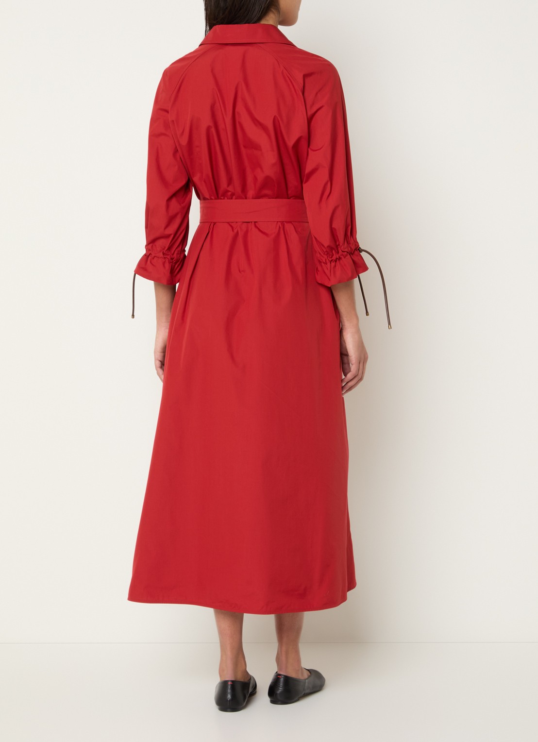Max Mara Mirto midi tuniekjurk met strikceintuur - achterkant rood